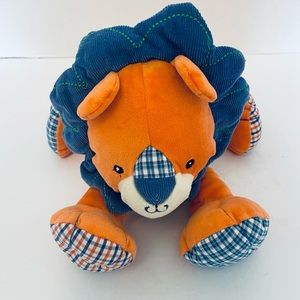 Mary Meyer Baby Levi Lion Plush Orange Plaid Feet Ears Nose Corduroy Mane 8"